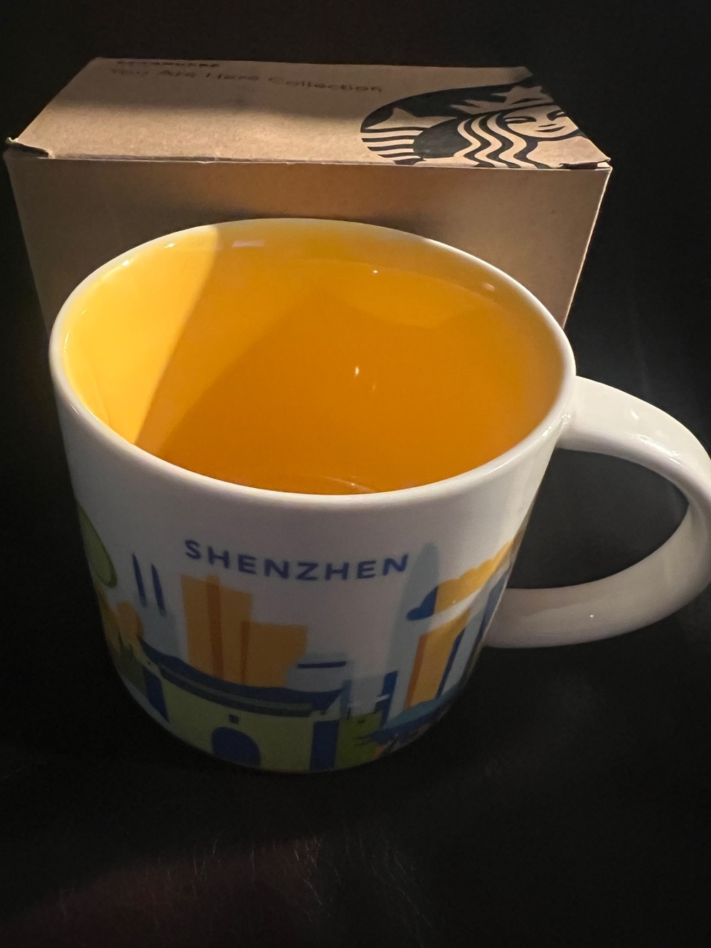 Starbucks Yellow-Interior Ceramic Coffee Mug - Shenzhen